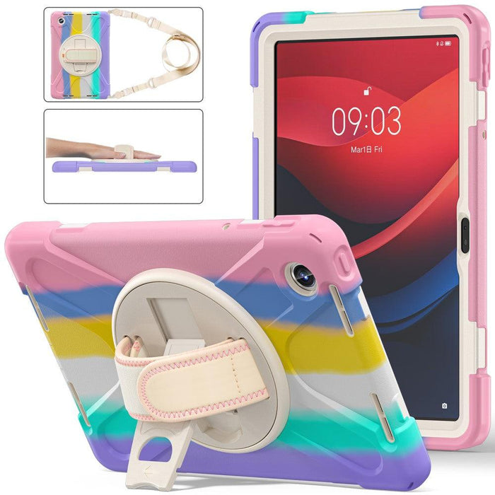 For Lenovo Tab M11 TB-330FU 331FC Case PC+Silicone Tablet Cover with Shoulder Strap - Colorful Pink - buy-cases