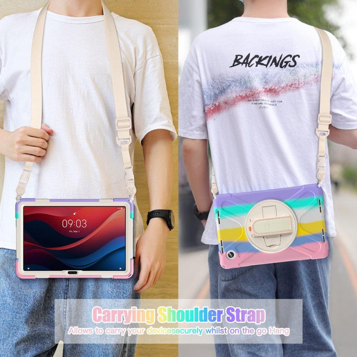 For Lenovo Tab M11 TB-330FU 331FC Case PC+Silicone Tablet Cover with Shoulder Strap - Colorful Pink - buy-cases