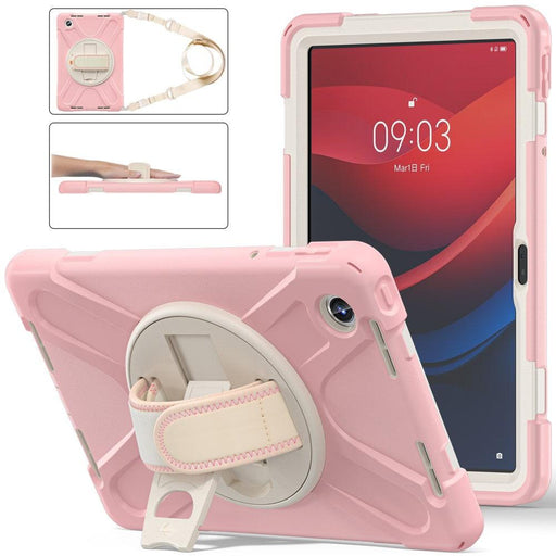 For Lenovo Tab M11 TB-330FU 331FC Case PC+Silicone Tablet Cover with Shoulder Strap - Pink - buy-cases