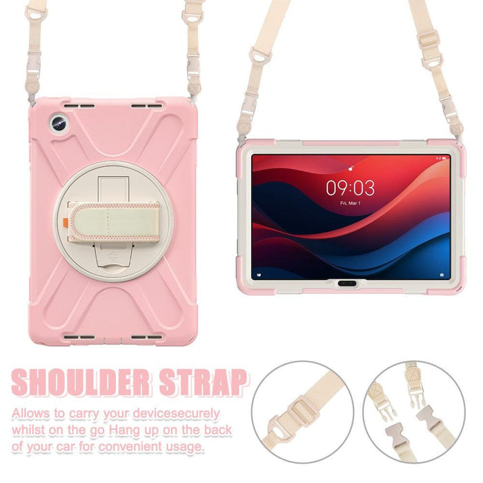 For Lenovo Tab M11 TB-330FU 331FC Case PC+Silicone Tablet Cover with Shoulder Strap - Pink - buy-cases