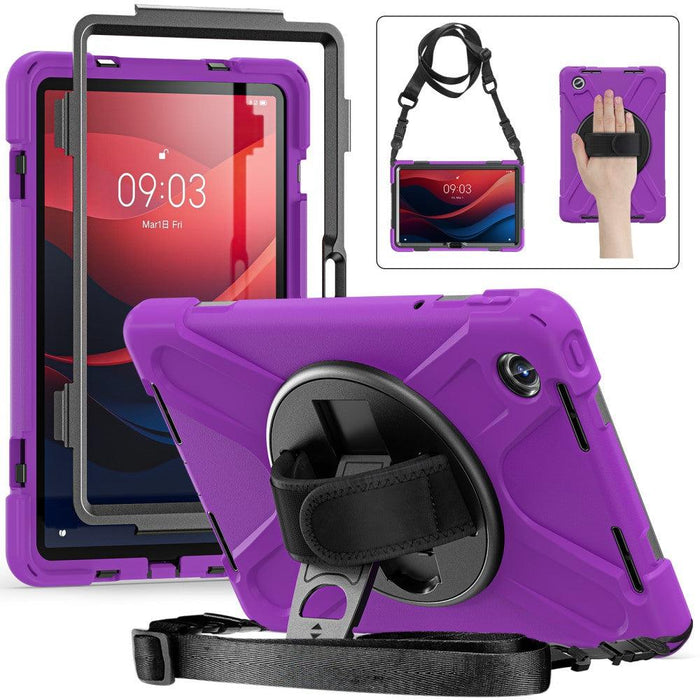 For Lenovo Tab M11 TB-330FU 331FC Case PC+Silicone Tablet Cover with Shoulder Strap - Purple - buy-cases