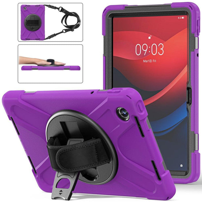 For Lenovo Tab M11 TB-330FU 331FC Case PC+Silicone Tablet Cover with Shoulder Strap - Purple - buy-cases