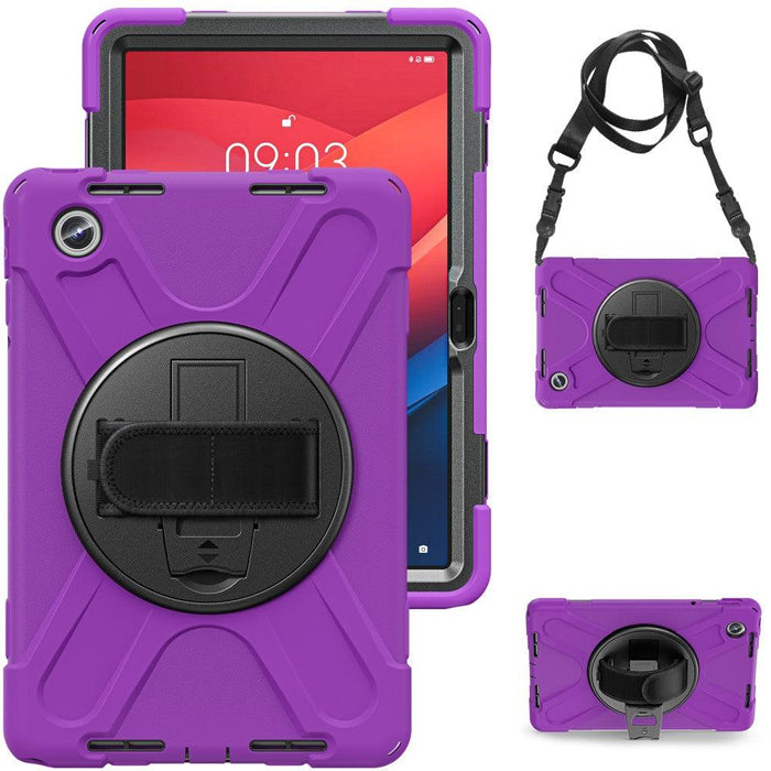 For Lenovo Tab M11 TB-330FU 331FC Case PC+Silicone Tablet Cover with Shoulder Strap - Purple - buy-cases