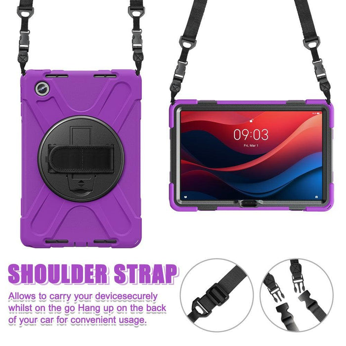 For Lenovo Tab M11 TB-330FU 331FC Case PC+Silicone Tablet Cover with Shoulder Strap - Purple - buy-cases