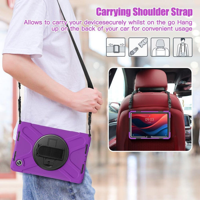 For Lenovo Tab M11 TB-330FU 331FC Case PC+Silicone Tablet Cover with Shoulder Strap - Purple - buy-cases