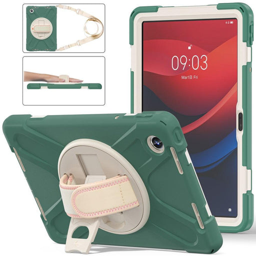 For Lenovo Tab M11 TB-330FU 331FC Case PC+Silicone Tablet Cover with Shoulder Strap - Emerald Green - buy-cases