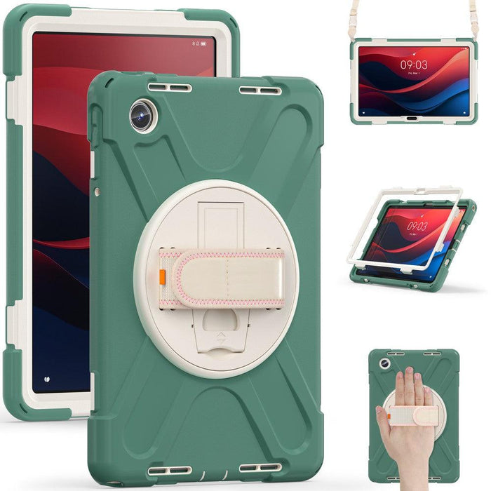 For Lenovo Tab M11 TB-330FU 331FC Case PC+Silicone Tablet Cover with Shoulder Strap - Emerald Green - buy-cases