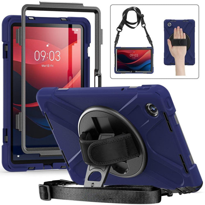 For Lenovo Tab M11 TB-330FU 331FC Case PC+Silicone Tablet Cover with Shoulder Strap - Navy Blue - buy-cases