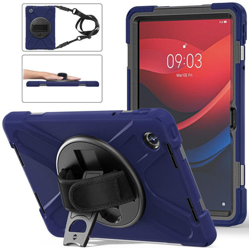 For Lenovo Tab M11 TB-330FU 331FC Case PC+Silicone Tablet Cover with Shoulder Strap - Navy Blue - buy-cases