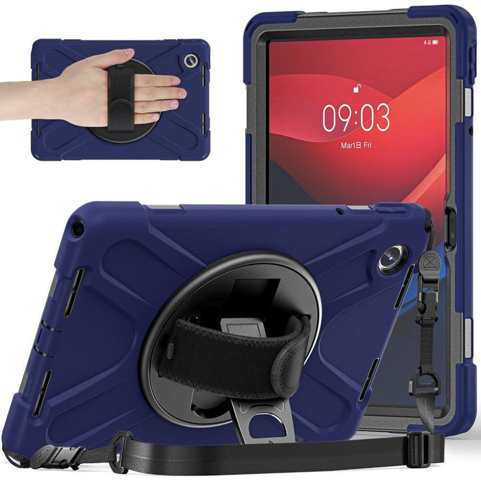 For Lenovo Tab M11 TB-330FU 331FC Case PC+Silicone Tablet Cover with Shoulder Strap - Navy Blue - buy-cases