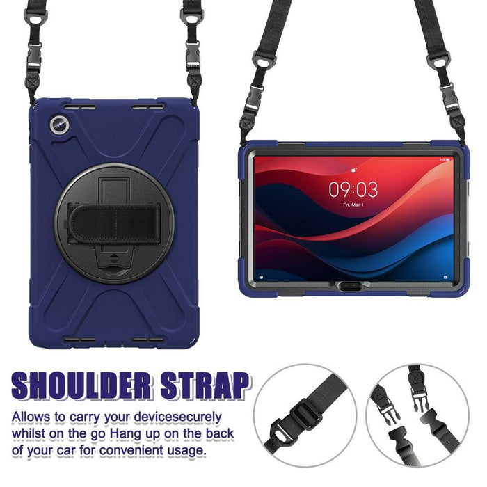 For Lenovo Tab M11 TB-330FU 331FC Case PC+Silicone Tablet Cover with Shoulder Strap - Navy Blue - buy-cases