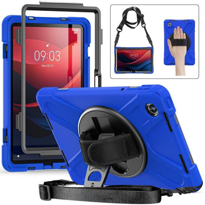 For Lenovo Tab M11 TB-330FU 331FC Case PC+Silicone Tablet Cover with Shoulder Strap – Blue - buy-cases