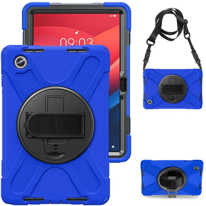 For Lenovo Tab M11 TB-330FU 331FC Case PC+Silicone Tablet Cover with Shoulder Strap – Blue - buy-cases