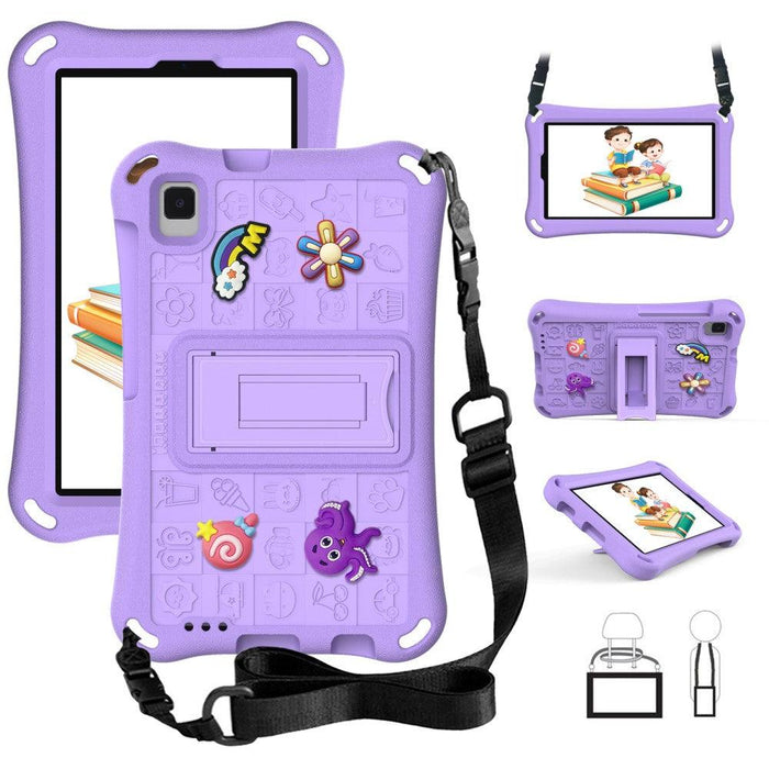 For Samsung Galaxy Tab A9 8.7 / Tab A7 Lite 8.7 Tablet Case Kickstand EVA Cover with Shoulder Strap - Light Purple - buy-cases