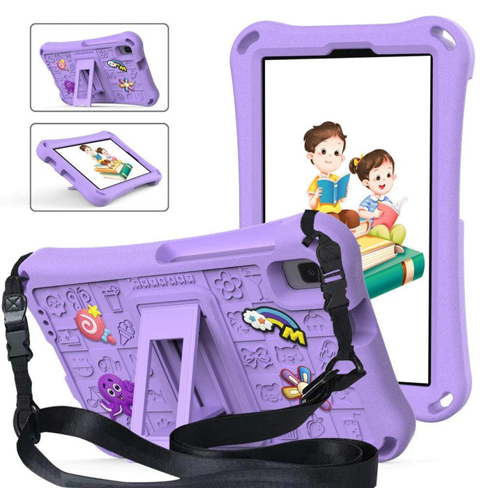 For Samsung Galaxy Tab A9 8.7 / Tab A7 Lite 8.7 Tablet Case Kickstand EVA Cover with Shoulder Strap - Light Purple - buy-cases