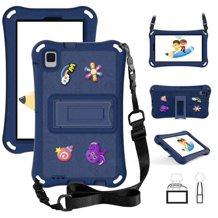 For Samsung Galaxy Tab A9 8.7 / Tab A7 Lite 8.7 Tablet Case Kickstand EVA Cover with Shoulder Strap - Navy Blue - buy-cases