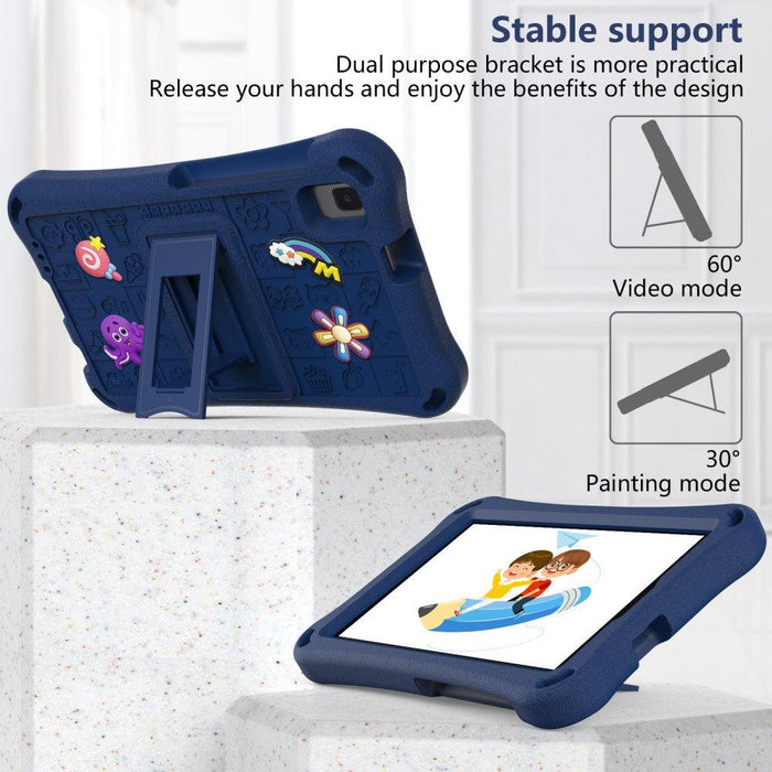 For Samsung Galaxy Tab A9 8.7 / Tab A7 Lite 8.7 Tablet Case Kickstand EVA Cover with Shoulder Strap - Navy Blue - buy-cases