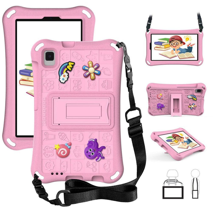 For Samsung Galaxy Tab A9 8.7 / Tab A7 Lite 8.7 Tablet Case Kickstand EVA Cover with Shoulder Strap - Pink - buy-cases