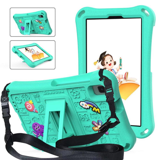 For Samsung Galaxy Tab A9 8.7 / Tab A7 Lite 8.7 Tablet Case Kickstand EVA Cover with Shoulder Strap - Mint Green - buy-cases