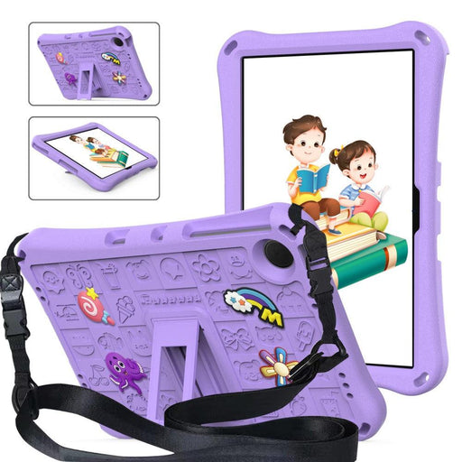 For Samsung Galaxy Tab A9 plus 11 Case EVA Tablet Kickstand Cover with Shoulder Strap - Light Purple - buy-cases