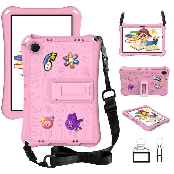 For Samsung Galaxy Tab A9 plus 11 Case EVA Tablet Kickstand Cover with Shoulder Strap - Pink - buy-cases